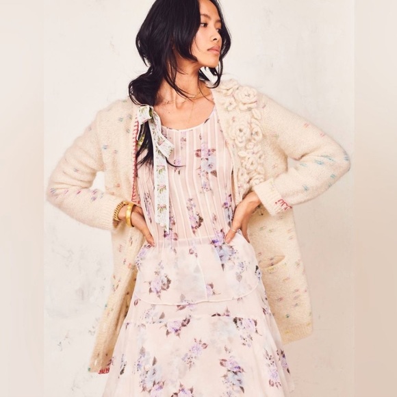 LoveShackFancy Emmanuelle cardigan in Moonrise - Picture 2 of 10